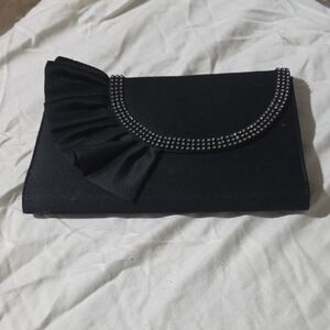 Elegant Black Clutch with Rhinestone Detailing